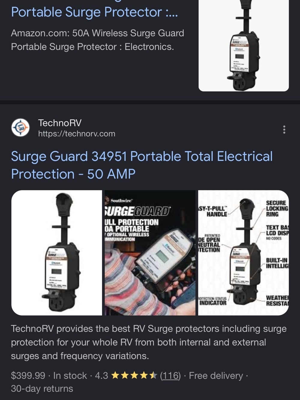 Southwire Surge Guard Portable 50A RV Surge Protector - Black/White